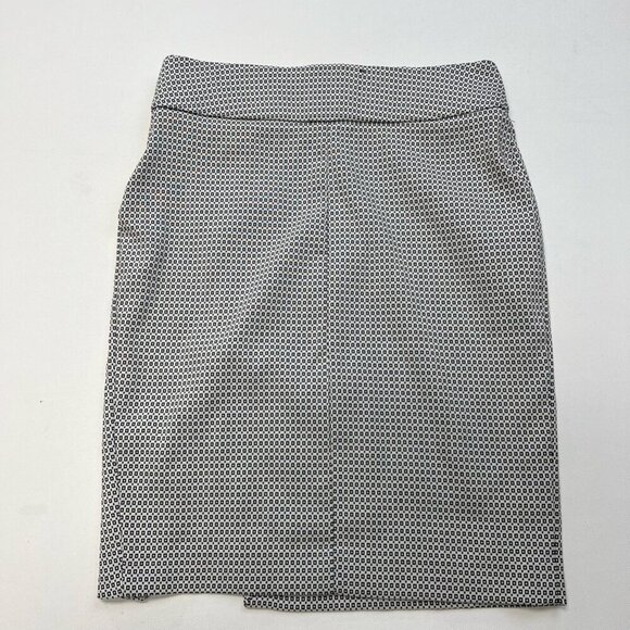 Apt. 9 Womens A Line Skirt Black White Geometric Stretch Side Slit Academia 6 - Picture 2 of 10